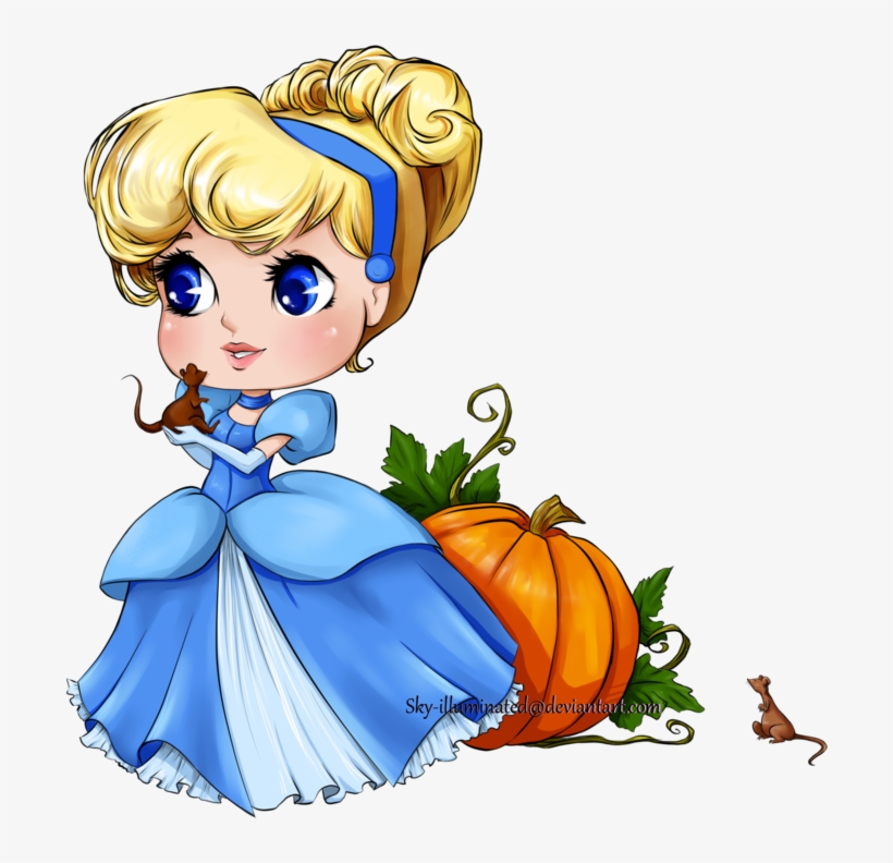 Cinderella With Her Mice And Pumpkin For Batkins11 - Cinderela Chibi, transparent png #80308