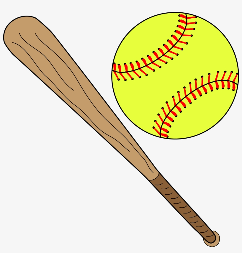 Free Icons Png - Softball Bat And Ball, transparent png #80590