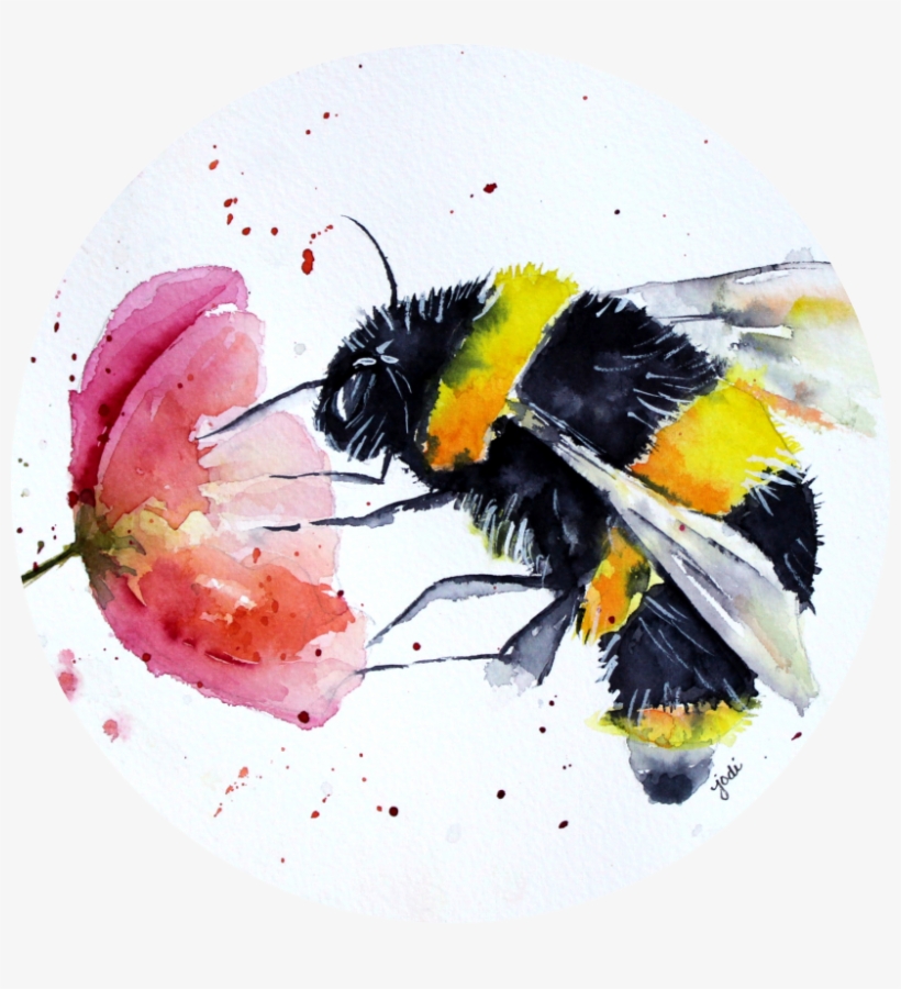Adrianne M Troia - Bee On Flower Watercolor, transparent png #80953