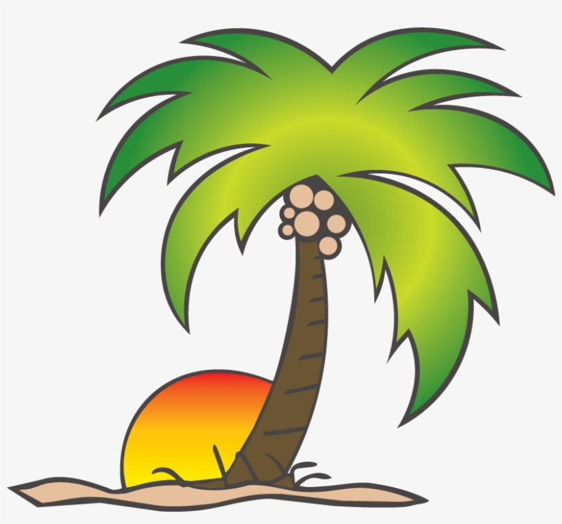 Cartoon Coconut Tree Png - Sun And Palm Tree Png, transparent png #81318