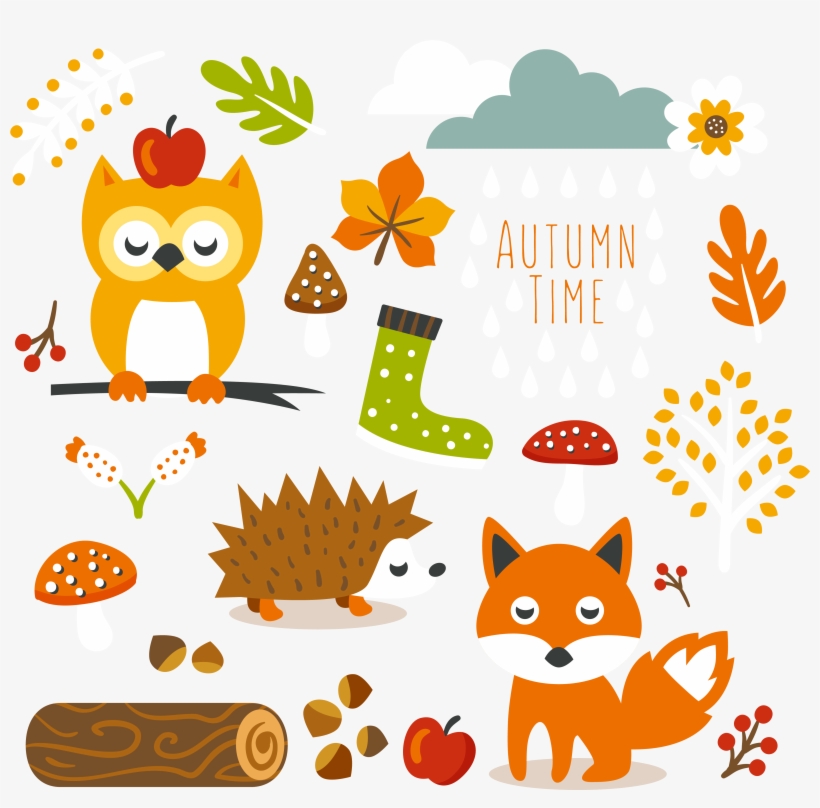 Free Cute Autumn Animal Clip Art And - Cute Free Fall Clipart, transparent png #81551