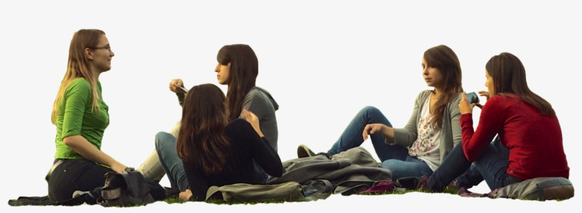 Women On Grass Talking - Group Sitting People Png, transparent png #81678
