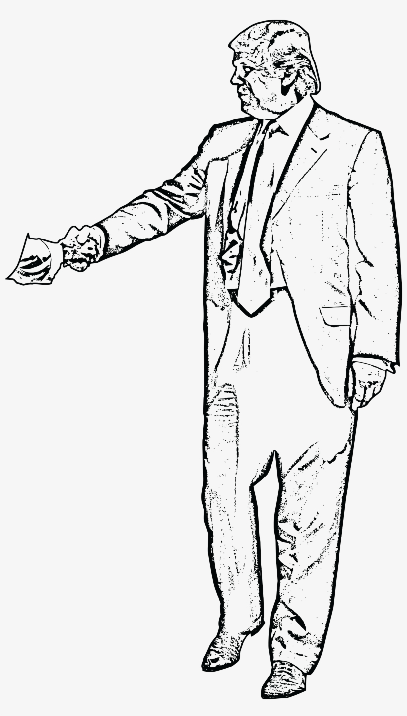 Free Clipart Of Donald Trump Shaking Hands - Clipart Trump Black And White, transparent png #81700