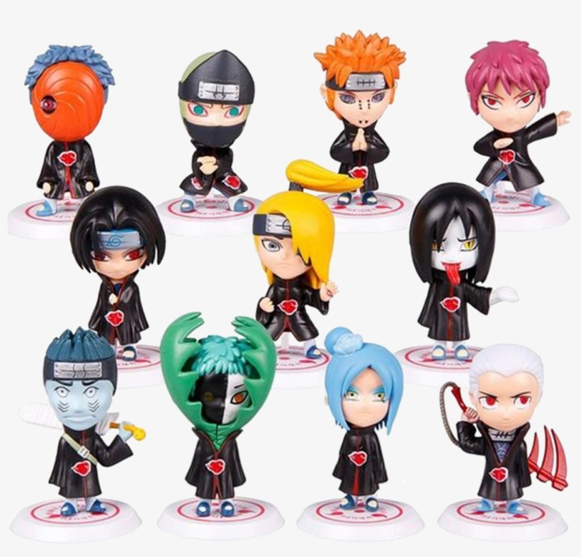 11 Pc Figurine Keychain / Model Set - Sunkee Narto Akatsuki Cloak Hood Costume + Whole Anti, transparent png #81999