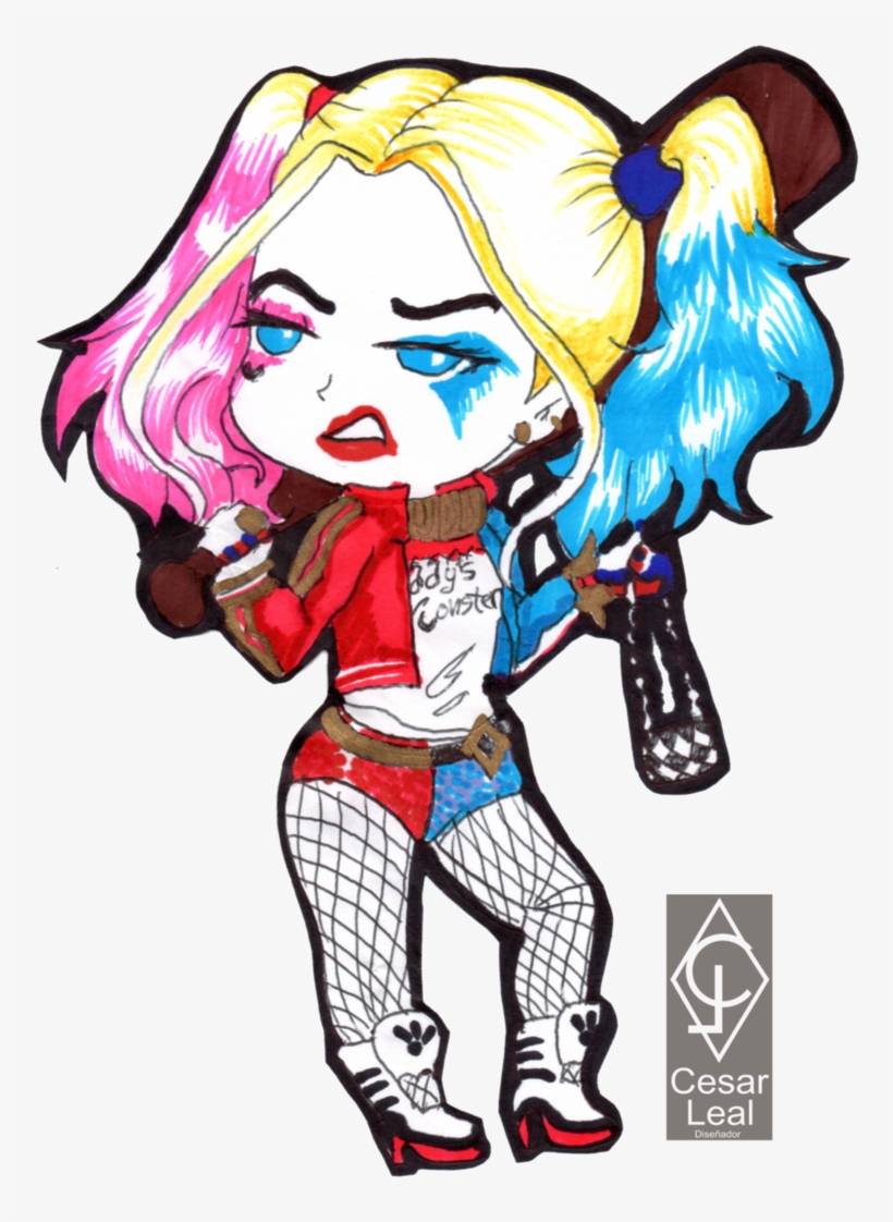 Harley Quinn Cute By Cdlu On Deviantart Banner Library - Cute Drawing Of Harley Quinn, transparent png #82076