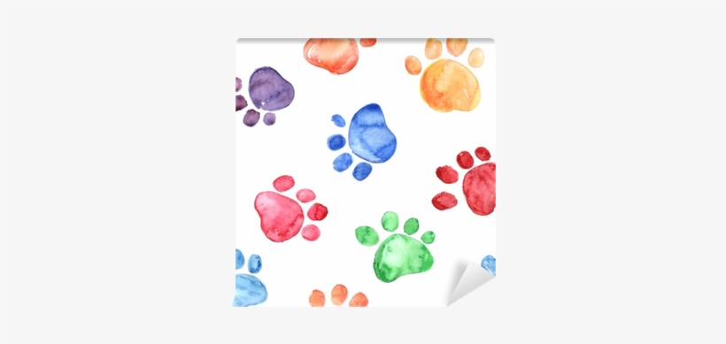 Watercolor Illustration With Animal Footprints Wall - Watercolor Animal Foot Prints, transparent png #82169