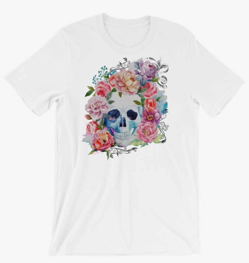 Watercolor Roses Skull T-shirt - Wellcoda Blumen-ernster Schädel-skelett-kopf Grußkarte, transparent png #83209