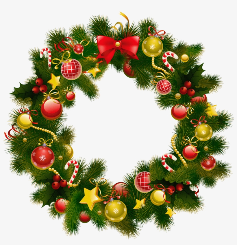 Simple Christmas Wreath - Christmas Wreath Frame Png, transparent png #83349