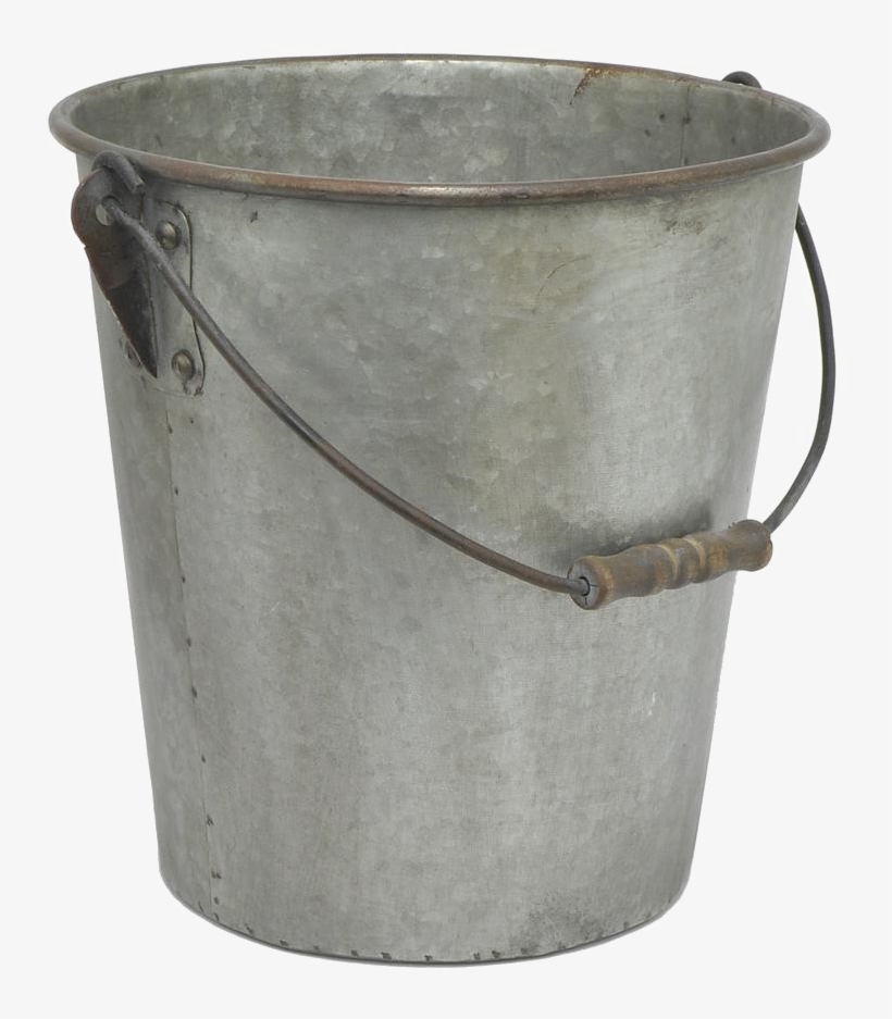 Metal Bucket Png Background Image - Benzara Galvanized Metal Bucket Gray One Size, transparent png #83422