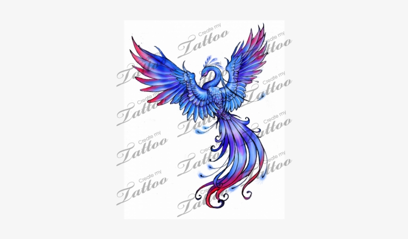 Rising Phoenix - Blue Purple Phoenix Tattoo, transparent png #83424