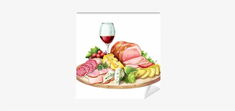 Smoked Meat, Cheese And Glass Of Wine - Salumi E Formaggi Clip Art, transparent png #83528