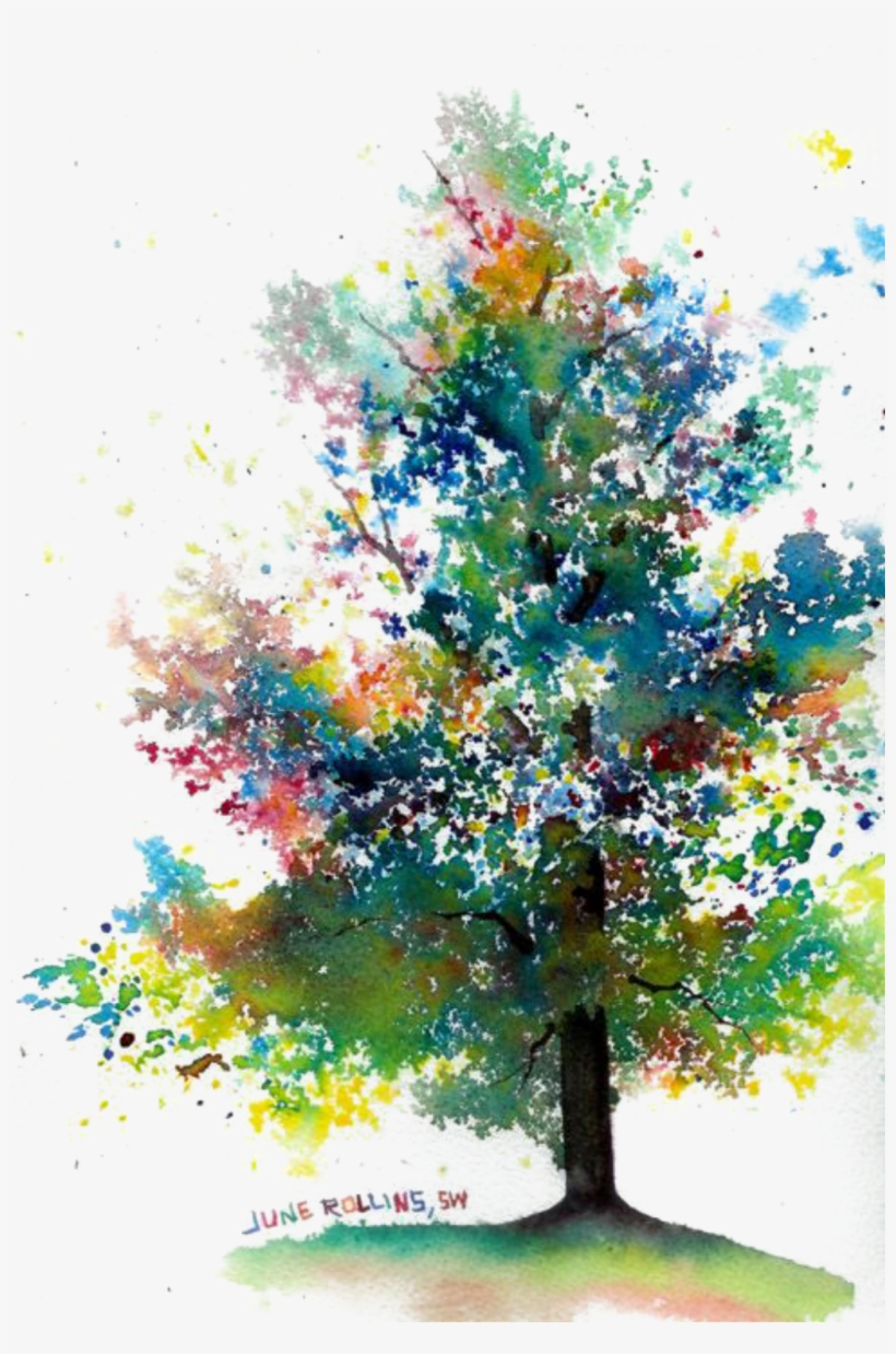 Report Abuse - Abstract Tree Watercolor Painting, transparent png #86476