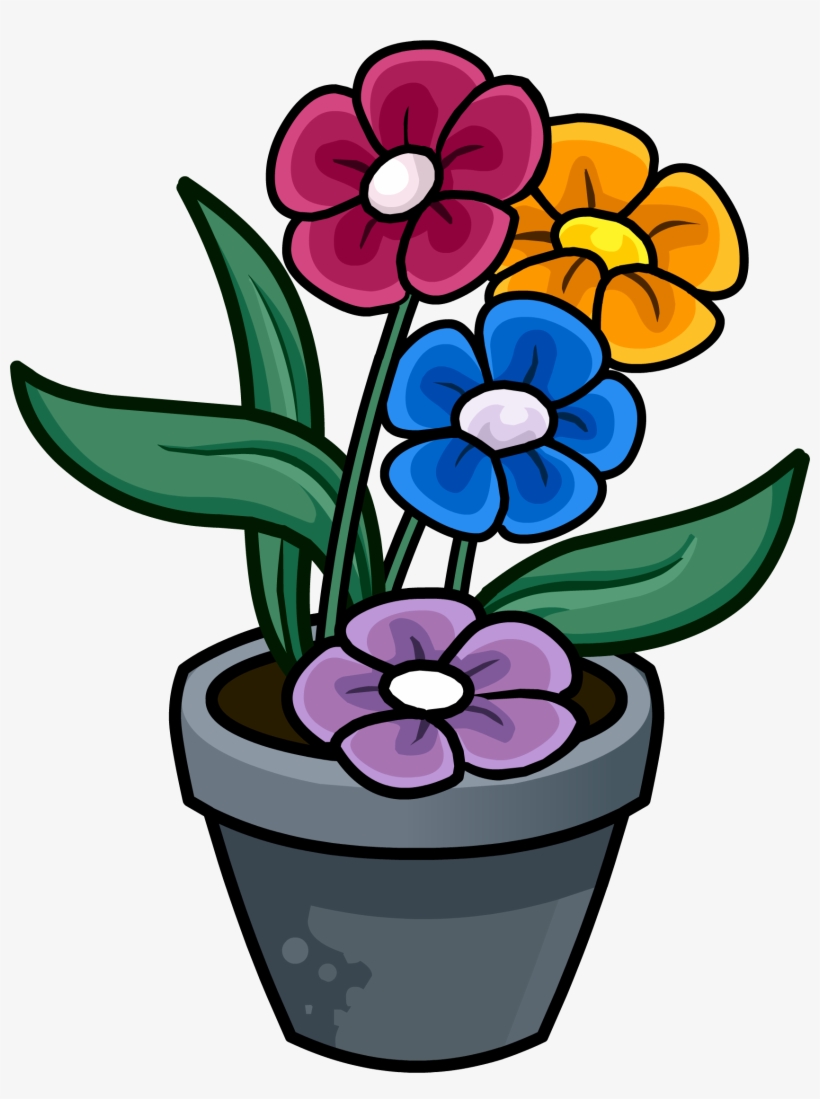 Flowerpots Clipart Plant Pot - Flower Pot Drawing In Colour, transparent png #87484