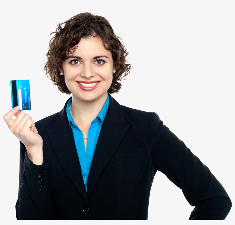 Women Holding Credit Card Png Image, transparent png #88167