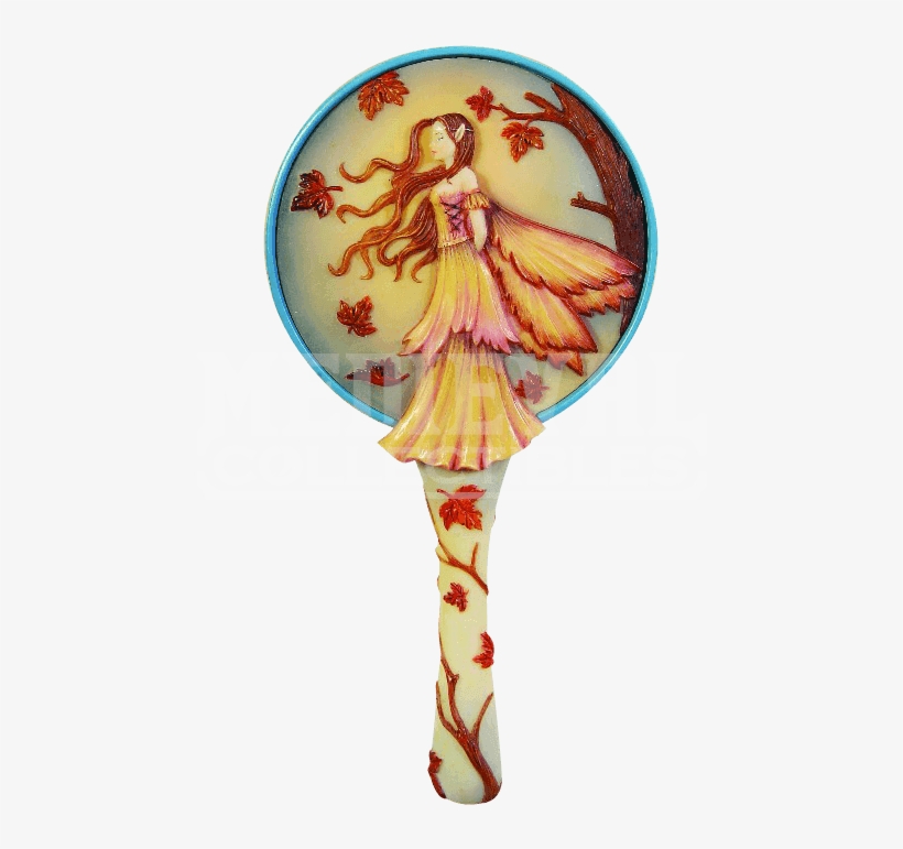 Autumn Gold Hand Mirror By Molly Harrison - 10 Inch Cold Cast Resin 'autumn Golds Fairy Hand Held, transparent png #88832