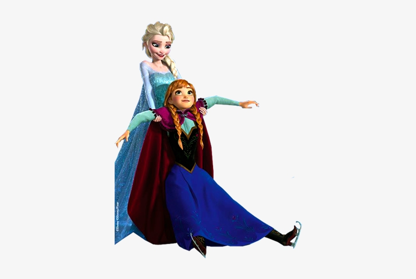 Elsa Holding Anna - Frozen Elsa And Anna Ice Skating, transparent png #89313