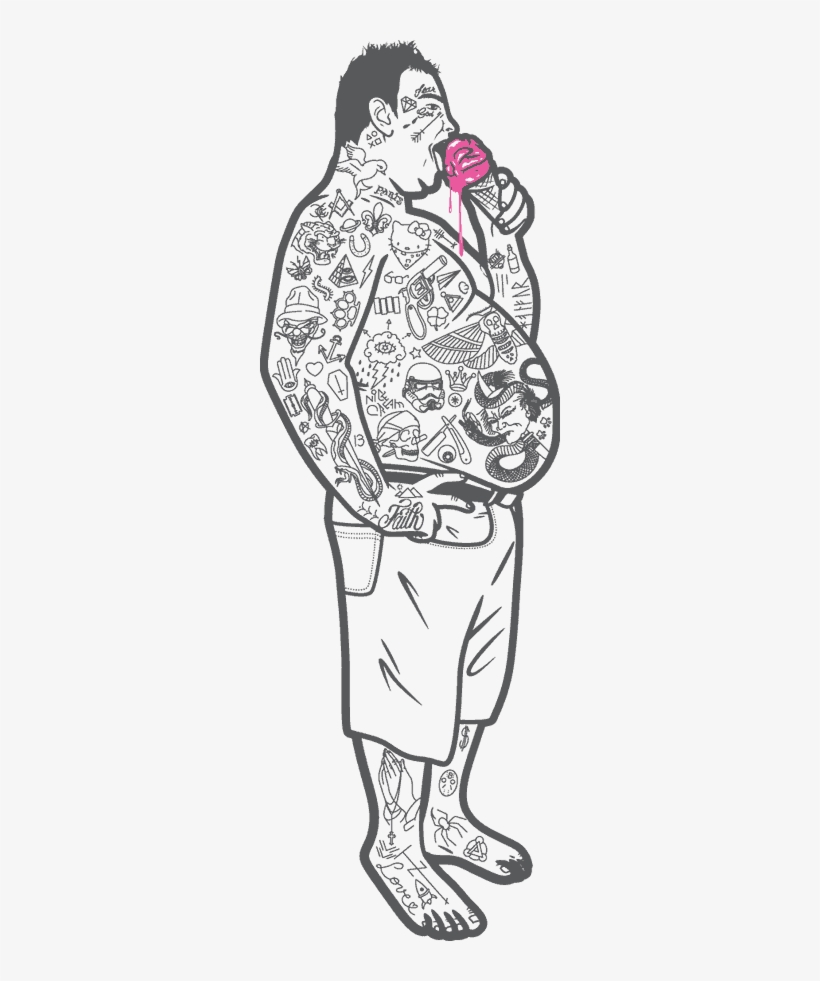 Drawing Of A Fat Man Eating Ice Cream - Fat Man Drawing Easy, transparent png #800082