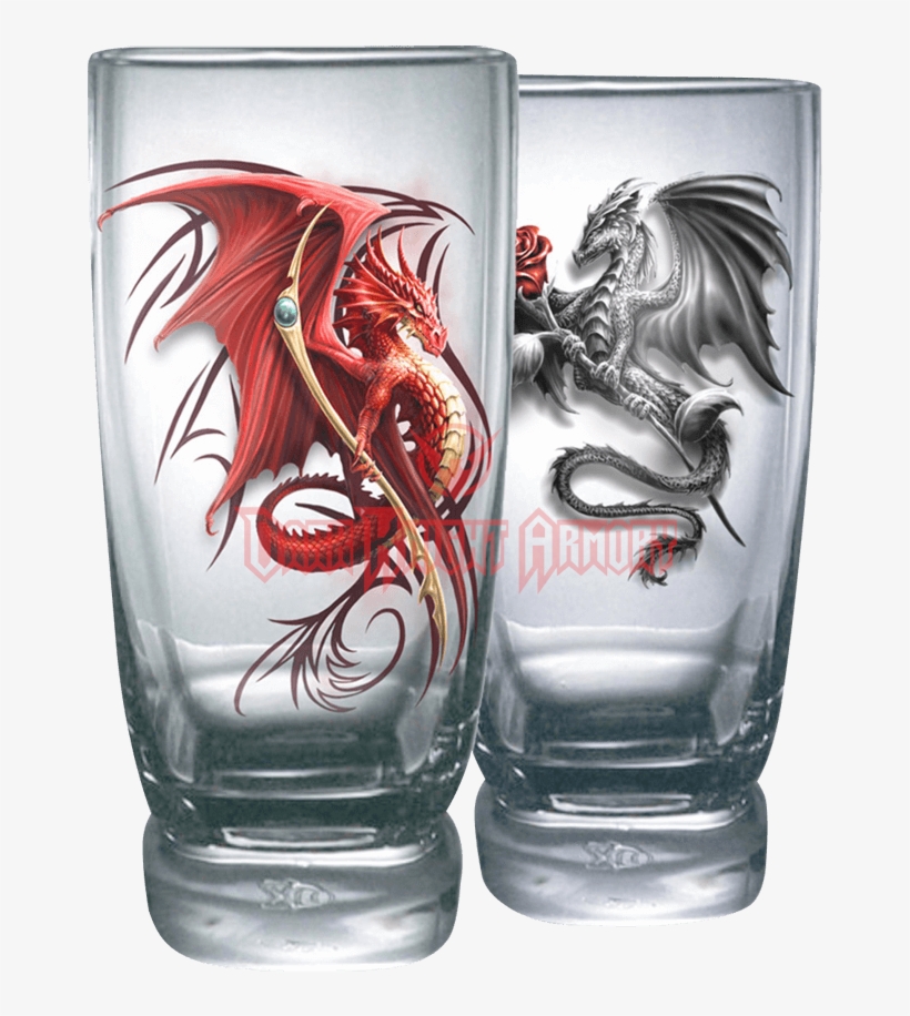 Wyvern Water Glass Set - Dragon Drinking Glasses, transparent png #800253