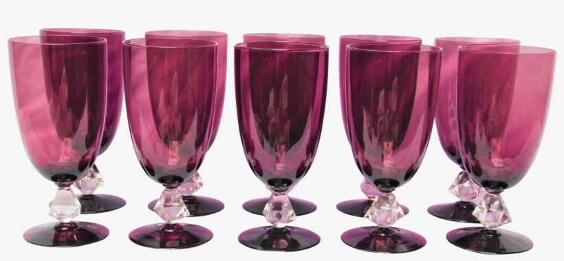 Vintage Amethyst Colored Water Glasses - Water, transparent png #800366