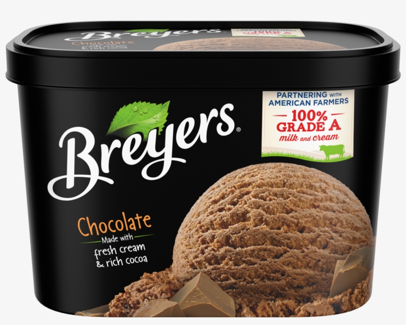 A 48 Ounce Tub Of Breyers Chocolate Front Of Pack - Breyers Chocolate Ice Cream, transparent png #800622