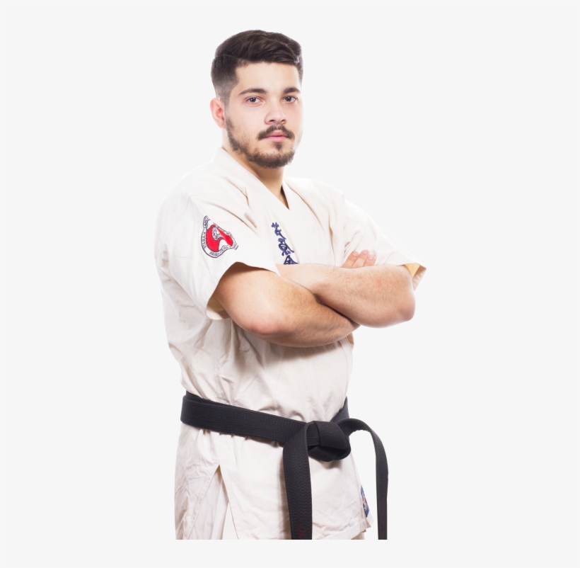 Karate Male Fighter In White Kimono And Black Belt - Karate Man Png, transparent png #801448