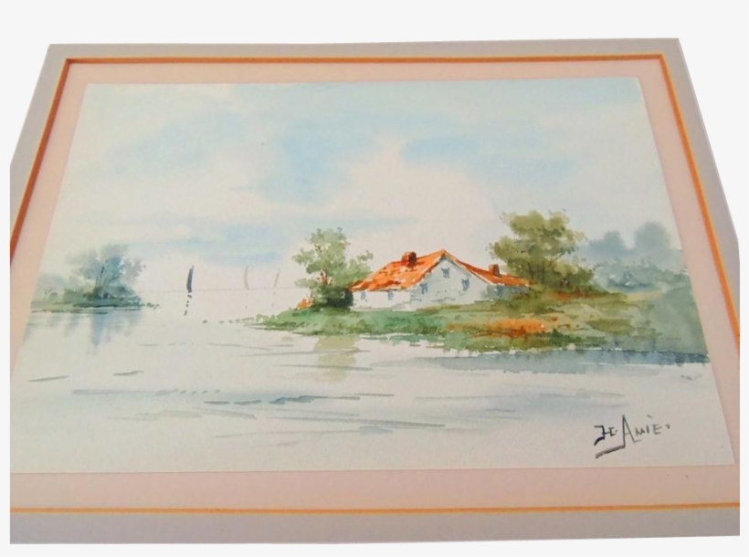 A Beautiful Matted Watercolor Signed By American Artist - Watercolor Painting, transparent png #802274