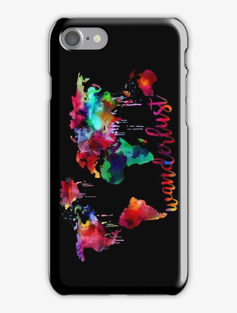 Watercolor Wanderlust World Map Iphone 7 Snap Case - Calpurnia Phone Case, transparent png #802364