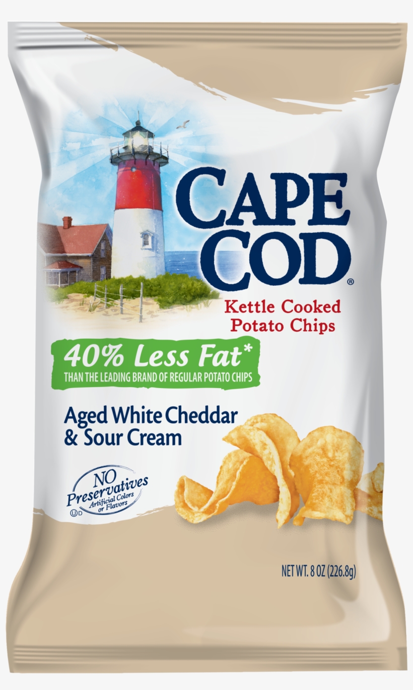 Cape Cod Reduced Fat Aged White Cheddar & Sour Cream - Cape Cod Original Kettle Cooked Potato Chips - 8.5, transparent png #802937