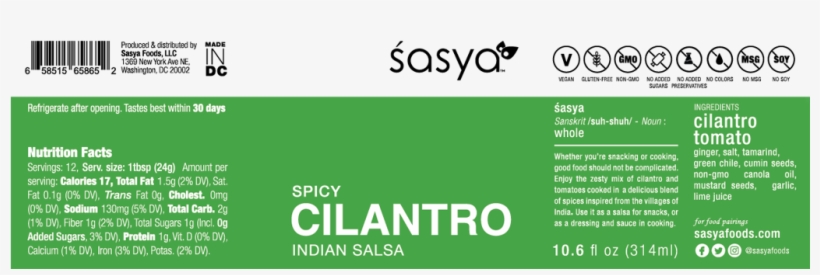 Sasya Indian Dip Salsa Spicy Gluten Free Vegan Healthy - Dipping Sauce, transparent png #803805