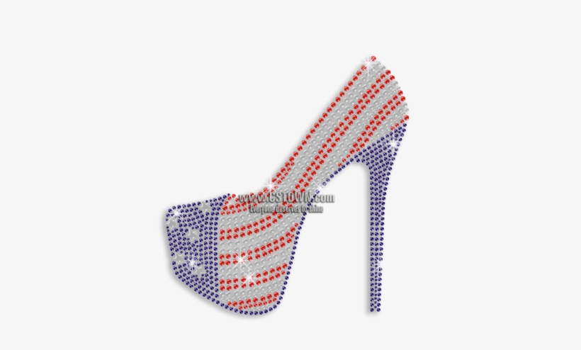 Shining Usa Flag Motif High Heels Strass Hot-fix Design - Rhinestone, transparent png #804239