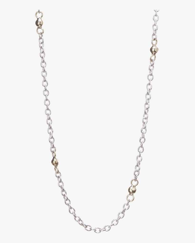 Silver Chain Png Image Transparent - Waxing Poetic Thin Cable W Brass Beads, transparent png #805664