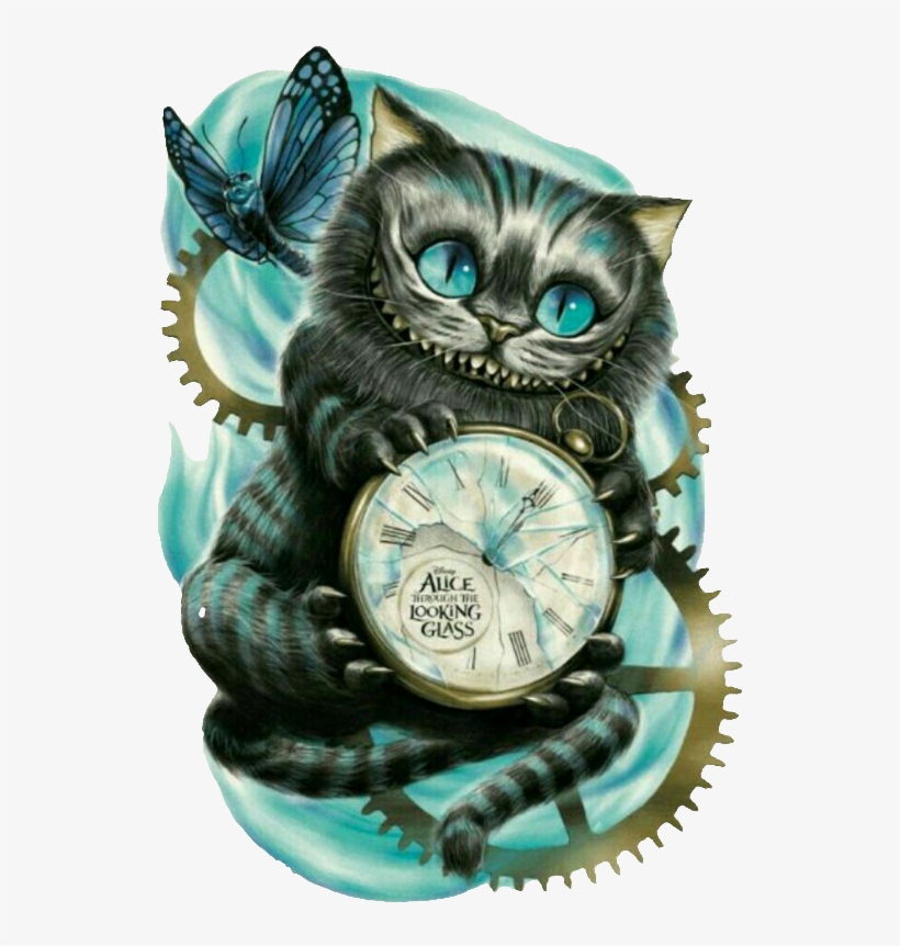Colorfultattoo Cat Clock Butterfly Tattoo Time Png - Diamond Painting Cheshire Cat, transparent png #806677