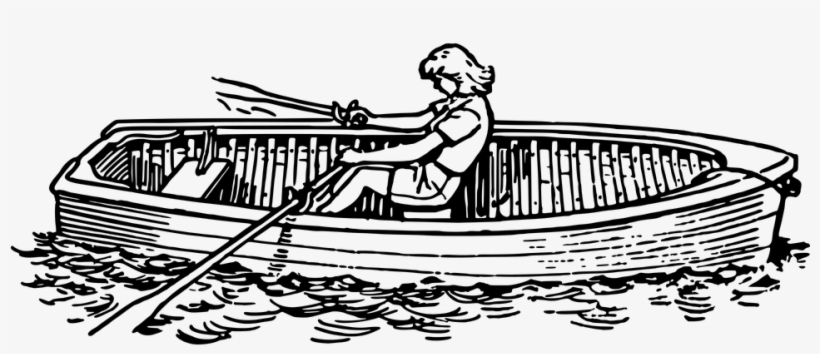 Black And White Download Collection Of Free Canoed - Row Boat Clip Art, transparent png #807959