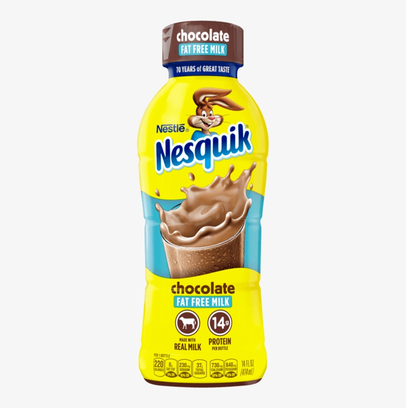 Nesquik® Fat Free Chocolate - Nesquik Milk, transparent png #808117