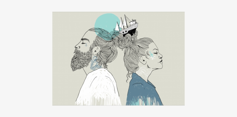 A3 Artprint "sea-couple" - Illustration, transparent png #808712
