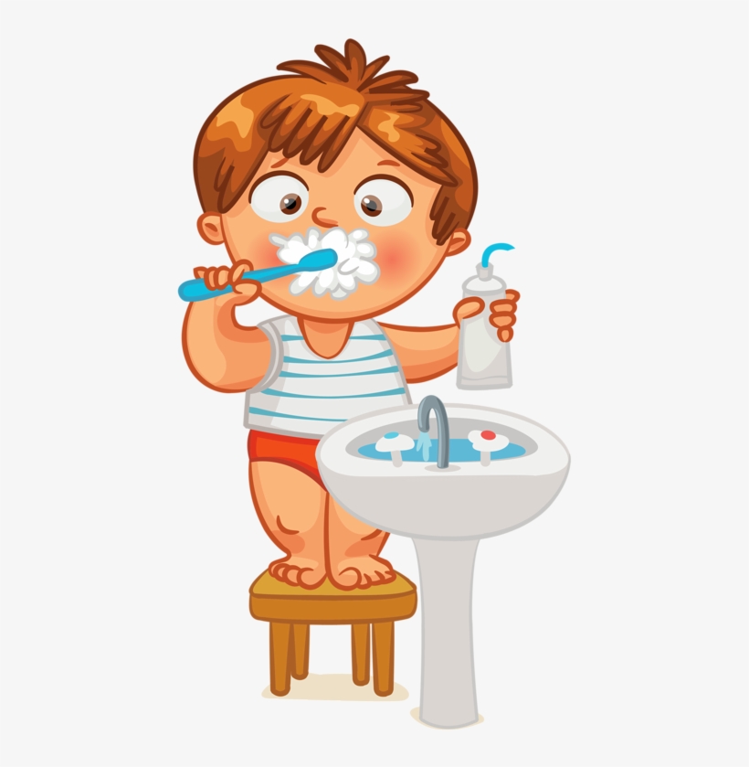 Clip Art Kid Brush Teeth Clock Time - Brush Teeth Clipart Png, transparent png #809653