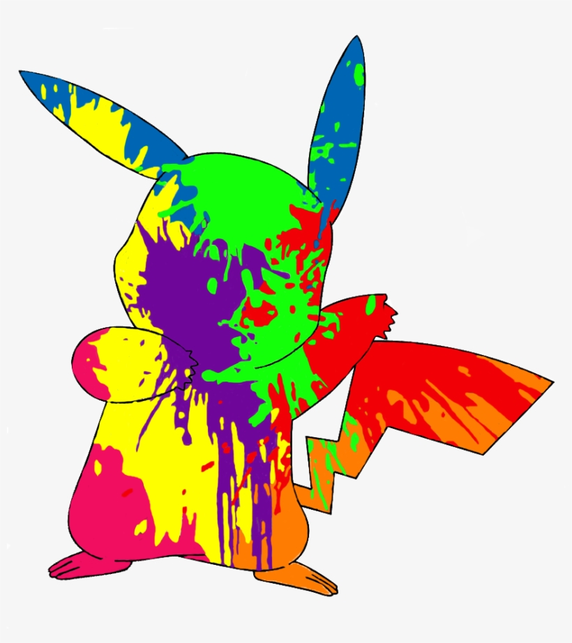 Paint-splatter Pikachu By Backapple On Deviantart Svg - Pikachu Paint, transparent png #809839