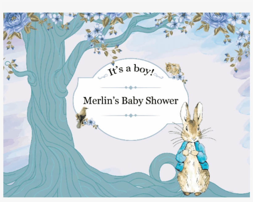 Large Custom Rabbit Baby Shower Banner, Baby Girl, - Illustration, transparent png #8001325