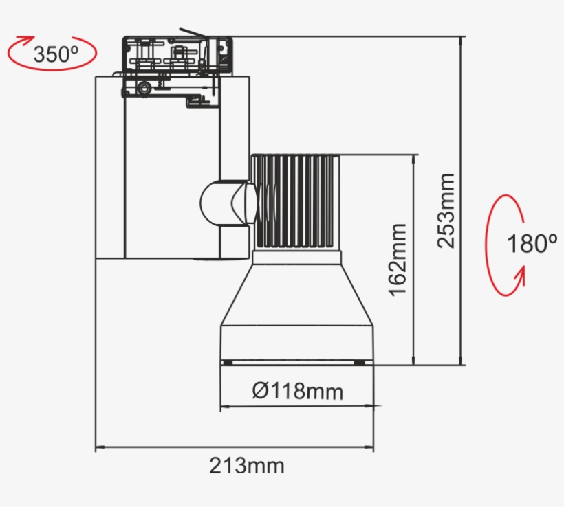 Tor 34w Negro 220v 38º Led Proyector Para Carril - Diagram, transparent png #8002866