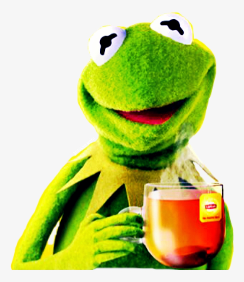 Kermitthefrog Kermit Lipton Icedtea Green Frog Sticker - Kermit The Frog Black And White, transparent png #8004459