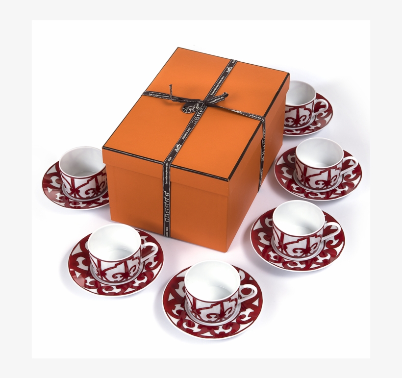 Stylish Set Of Hermes 6 Cups & Saucers 'balcon Du Guadalquivir' - Saucer, transparent png #8004766