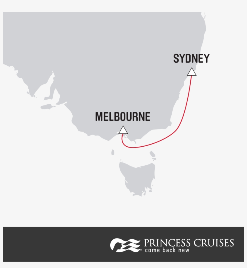 Sample A Princess Cruise - Australia Map, transparent png #8005699