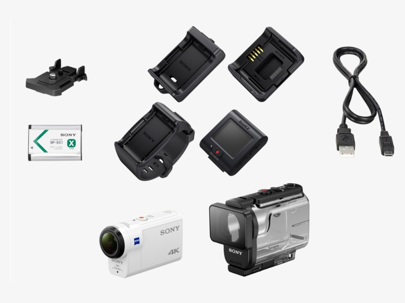 Sony 4k Action Camera Fdr X3000r With Live View Remote - Sony Fdr X3000 Mount, transparent png #8007525