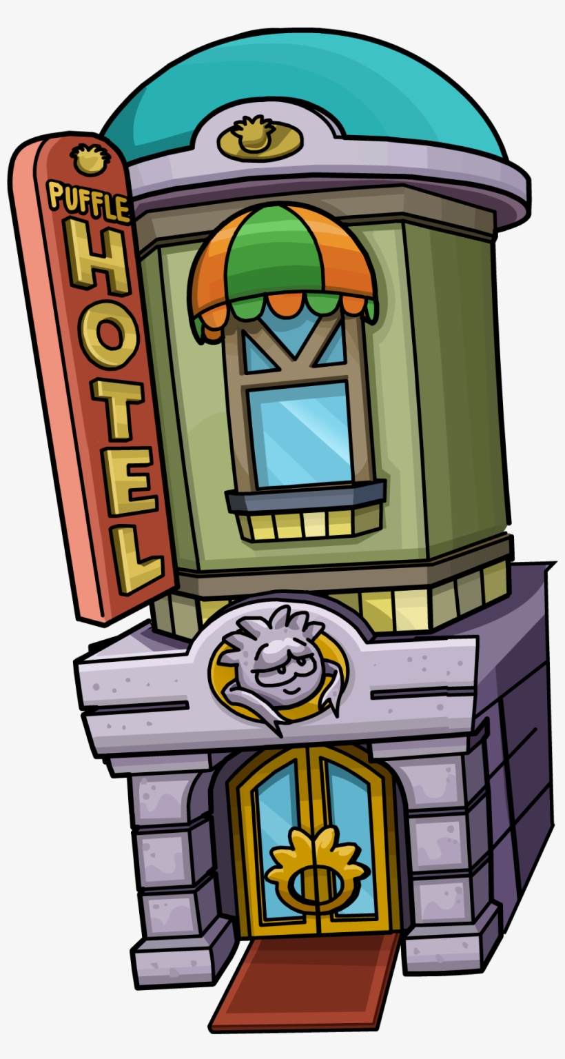 Puffle Hotel - Club Penguin Town Transparent, transparent png #8008844