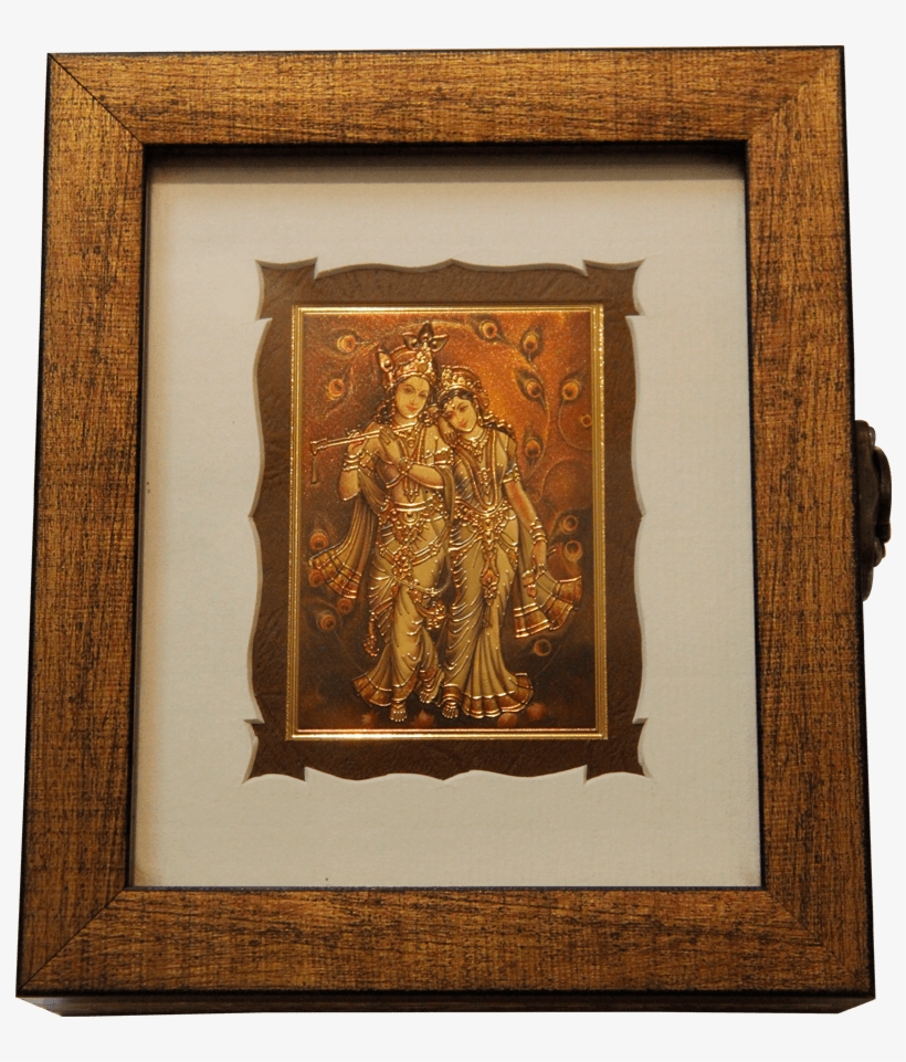 Buy Wooden Jewelery Box Adorned With Radha Krishna - Picture Frame, transparent png #8008851
