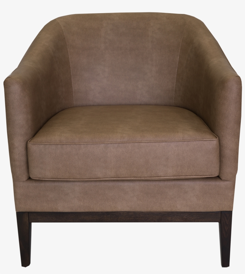 Brown Leather Upholstered Tub Chair With Curved Back - Club Chair, transparent png #8009551