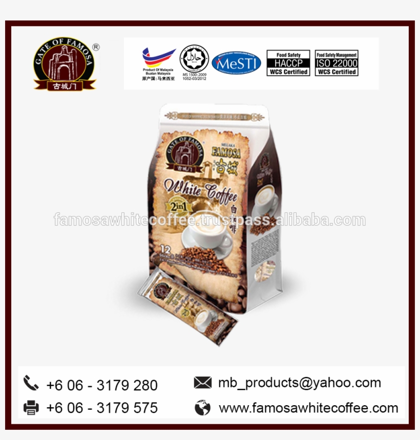 Malaysia Instant Coffee Powder Gate Of Famosa 2 In - Halal Food, transparent png #8009703