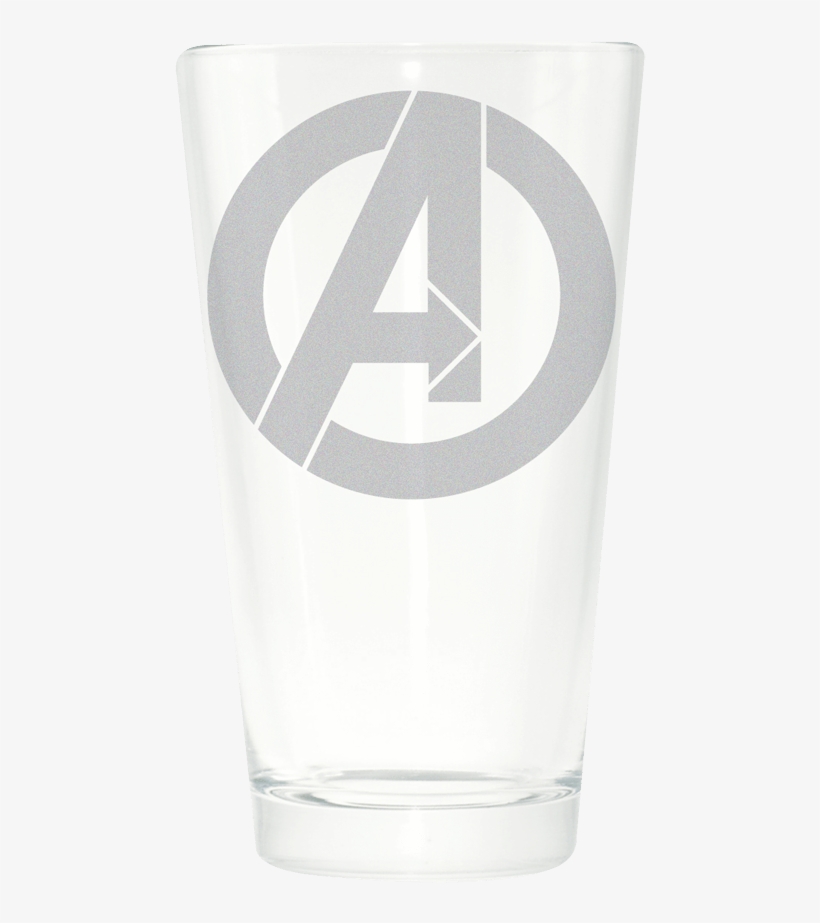 Avengers Logo Etched Drinking Glass - Pint Glass, transparent png #8011730
