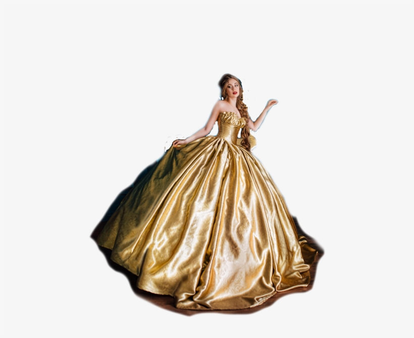 Dancing Woman In A Gold Dress - Beautiful Woman In A Ball Gown, transparent png #8012239