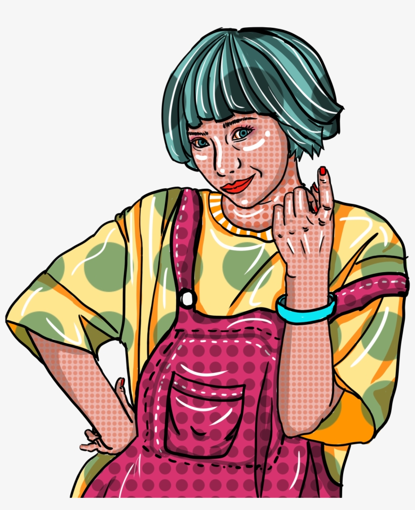 Pop Wind Hand Drawn Girl Png And Psd - Illustration, transparent png #8013874